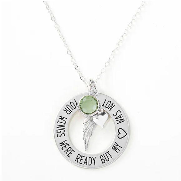 NITB Your Wings Were Ready Personalized Memorial August Birthstone Necklace - Picture 1 of 11